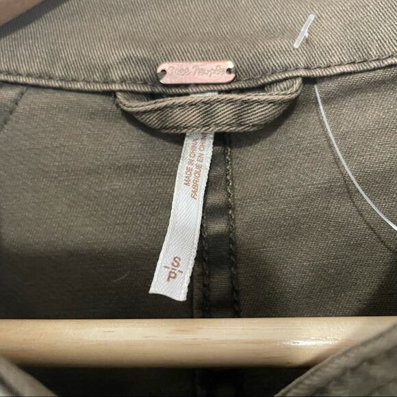 Free People green ruffled military jacket small - Picture 11 of 15